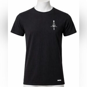 Rhythm Black Tee with White Skull and Arrow Design